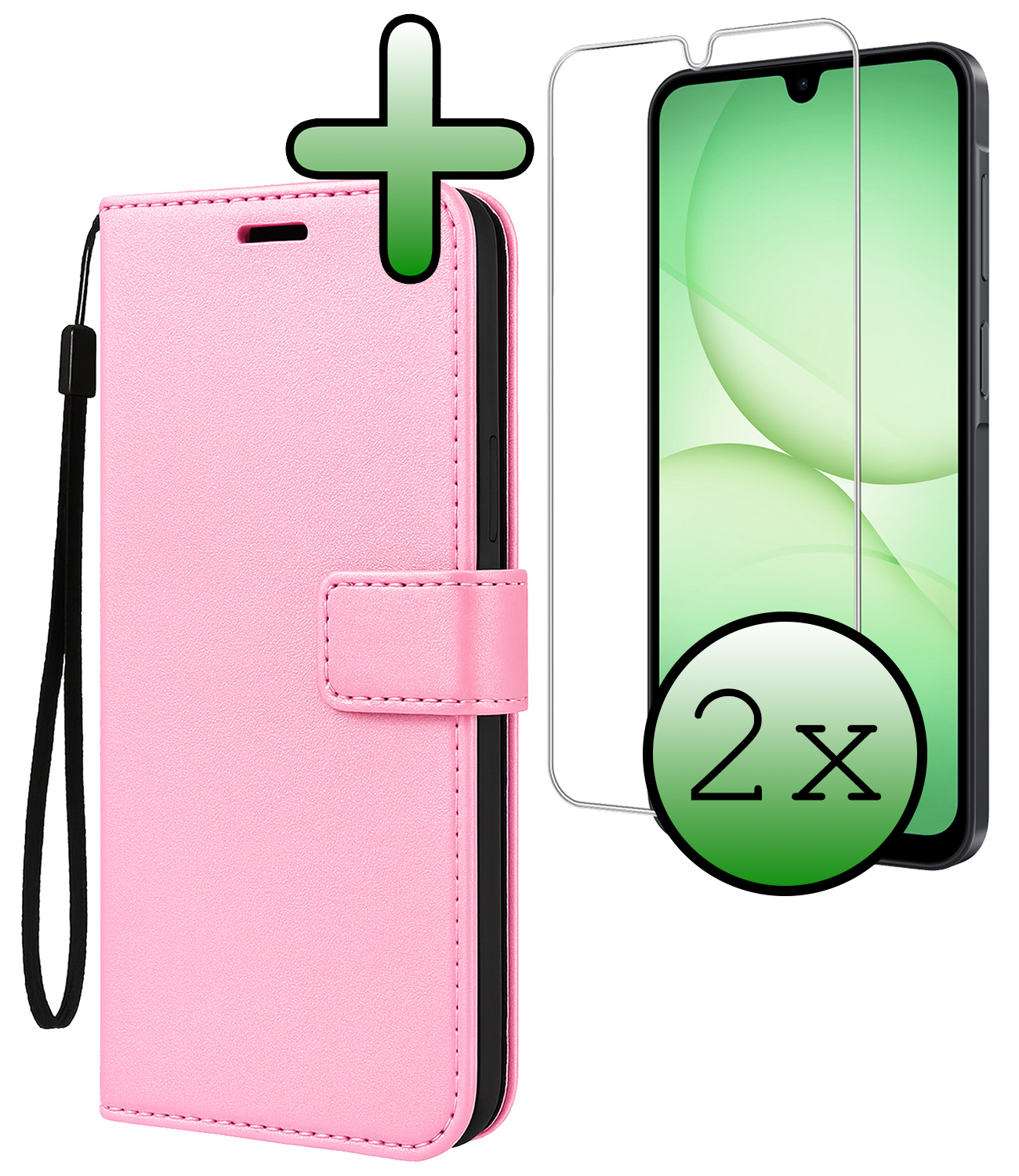 BASEY. BASEY. Samsung Galaxy A17 Hoesje Bookcase Met 2x Screenprotector - Lichtroze