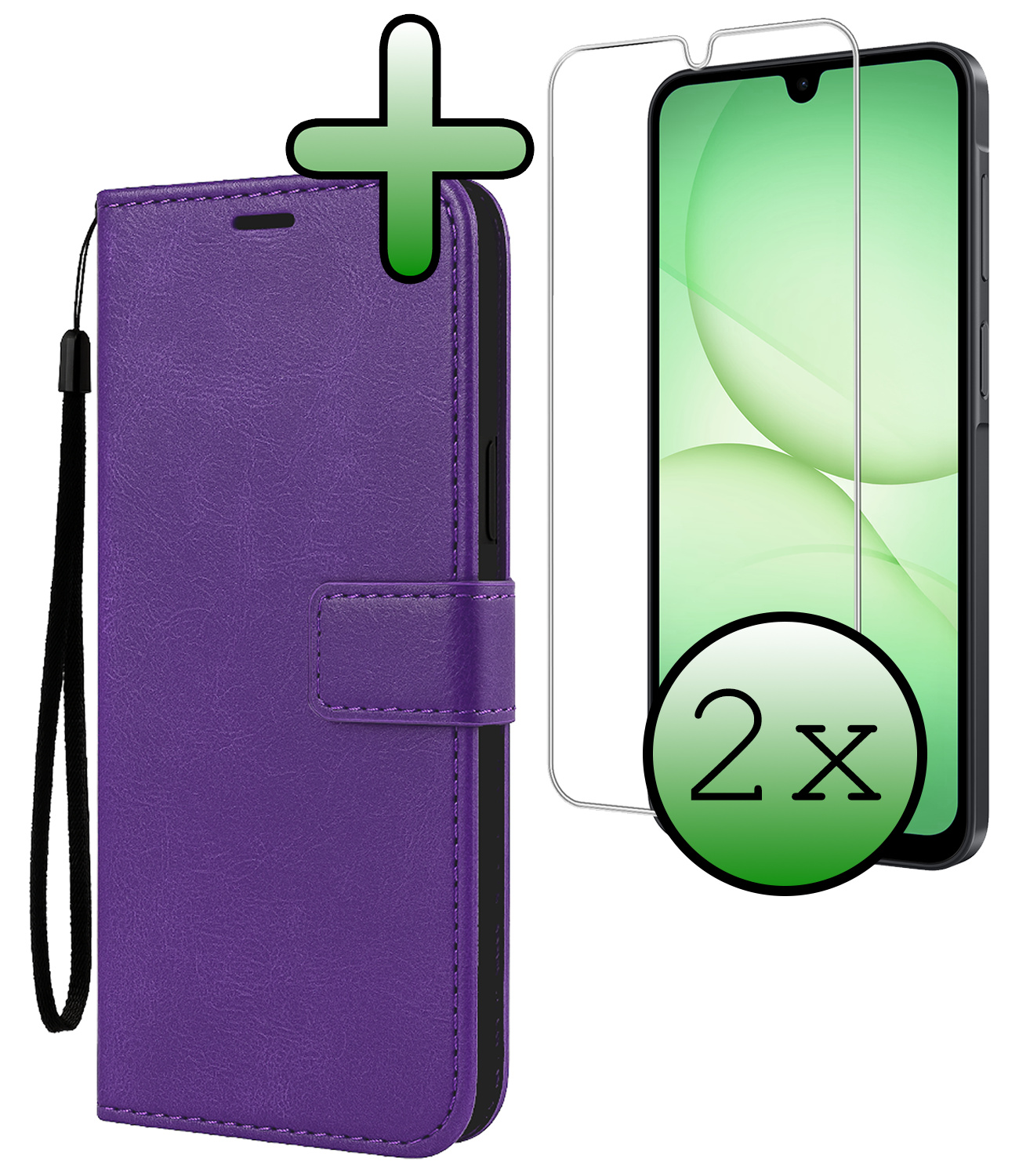 BASEY. BASEY. Samsung Galaxy A17 Hoesje Bookcase Met 2x Screenprotector - Paars