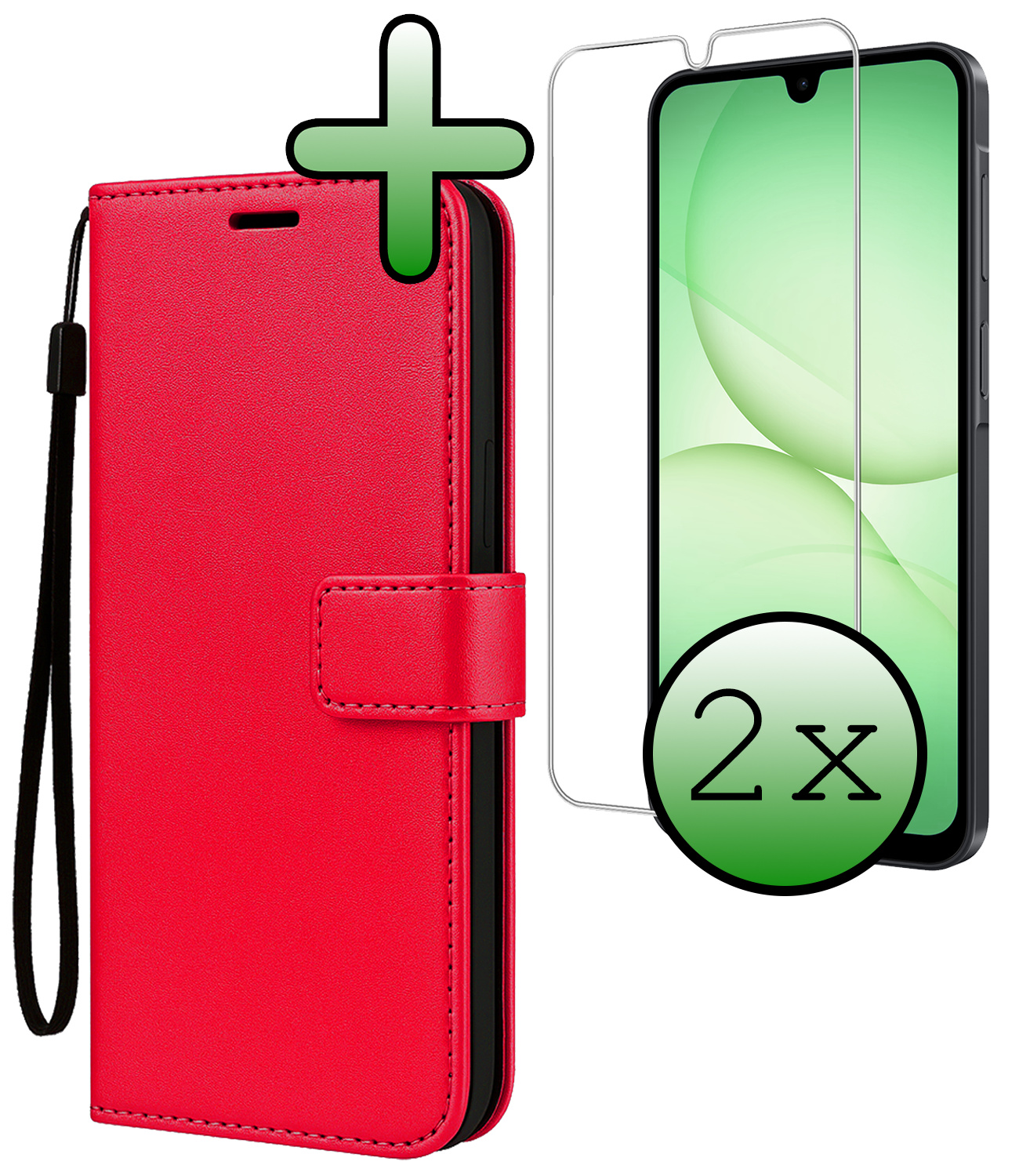 BASEY. BASEY. Samsung Galaxy A17 Hoesje Bookcase Met 2x Screenprotector - Rood
