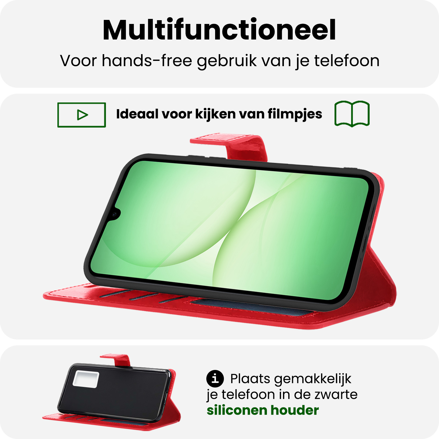 BASEY. BASEY. Samsung Galaxy A17 Hoesje Bookcase Met 2x Screenprotector - Rood