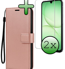 BASEY. BASEY. Samsung Galaxy A17 Hoesje Bookcase Met 2x Screenprotector - Rose Goud