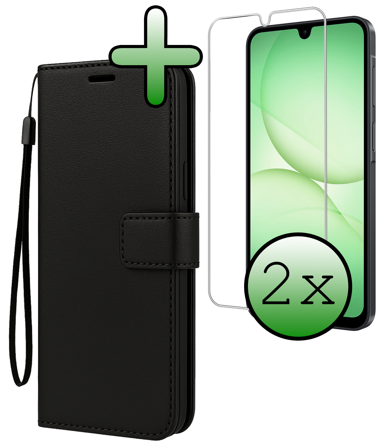 BASEY. BASEY. Samsung Galaxy A17 Hoesje Bookcase Met 2x Screenprotector - Zwart