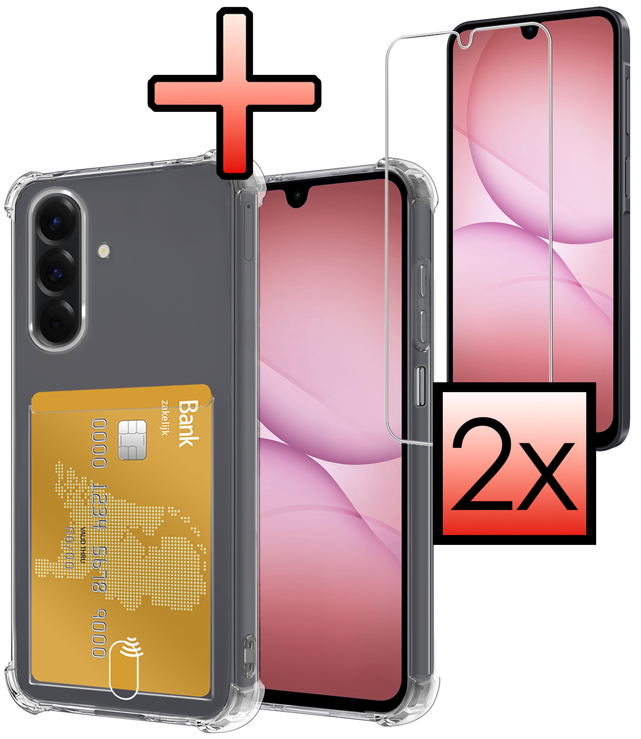 NoXx NoXx Samsung Galaxy A17 Hoesje Pashouder Met 2x Screenprotector