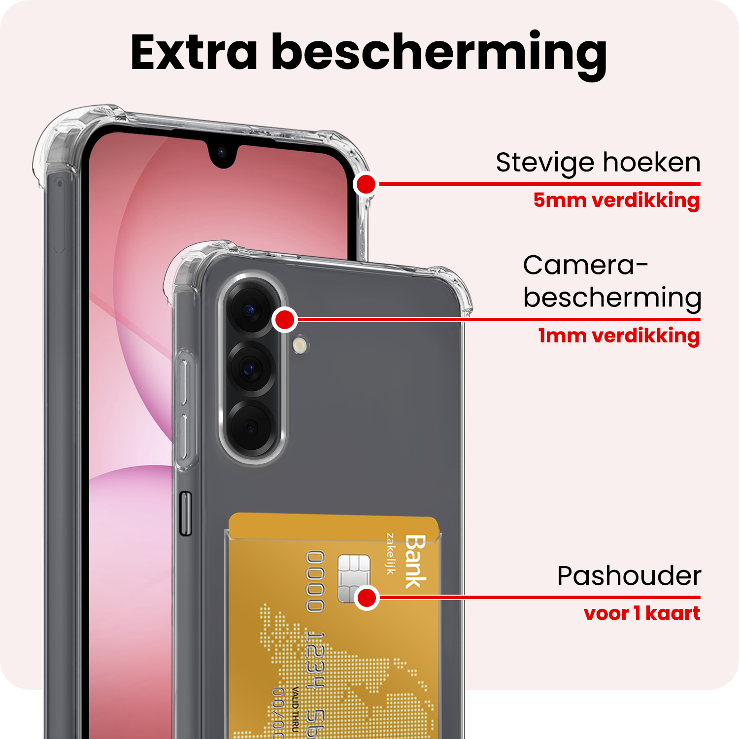 NoXx NoXx Samsung Galaxy A17 Hoesje Pashouder Met 2x Screenprotector