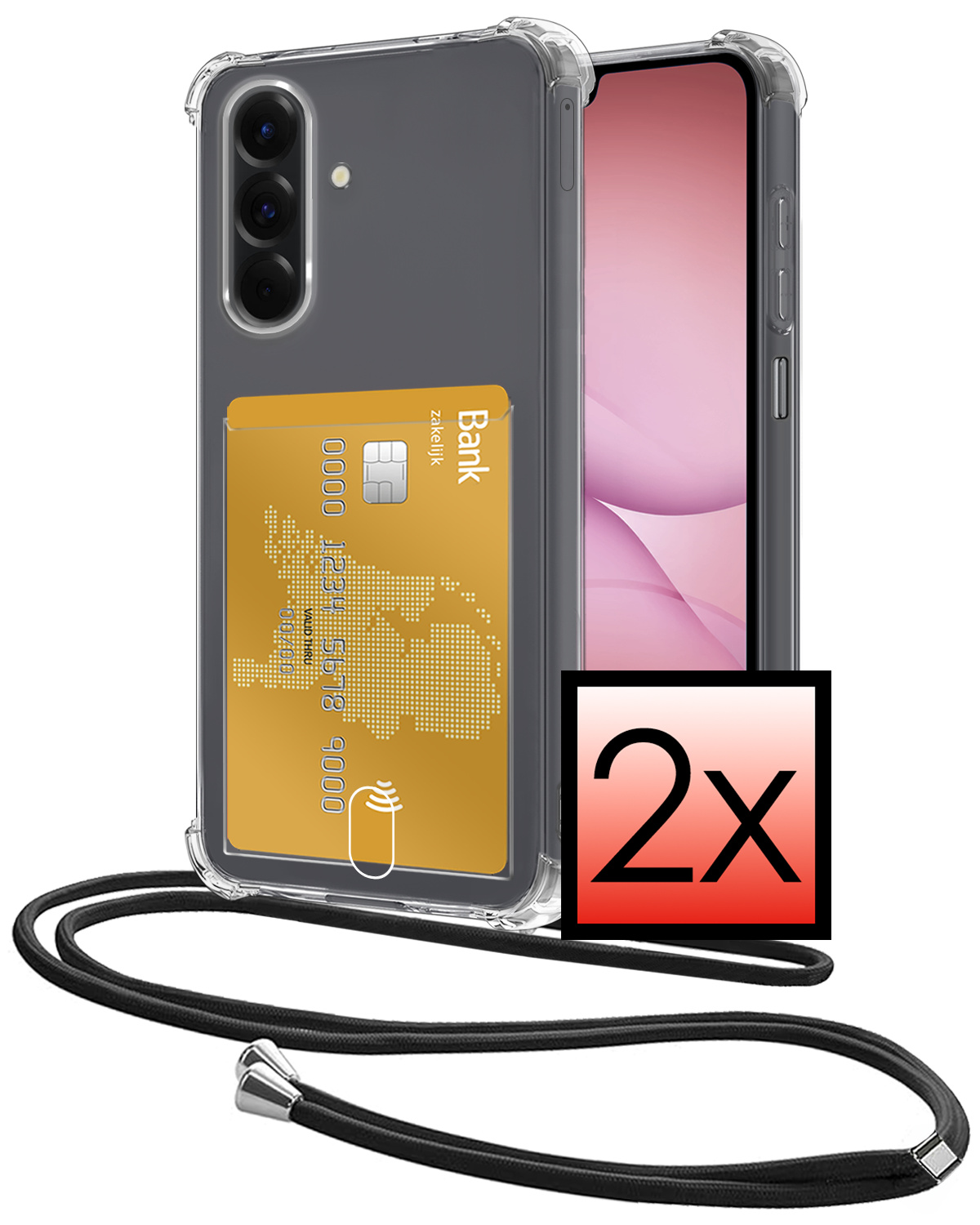 NoXx NoXx Samsung Galaxy A17 Hoesje Pashouder met Koord - 2 PACK