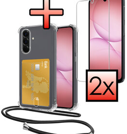 NoXx NoXx Samsung Galaxy A17 Hoesje Pashouder met Koord Met 2x Screenprotector