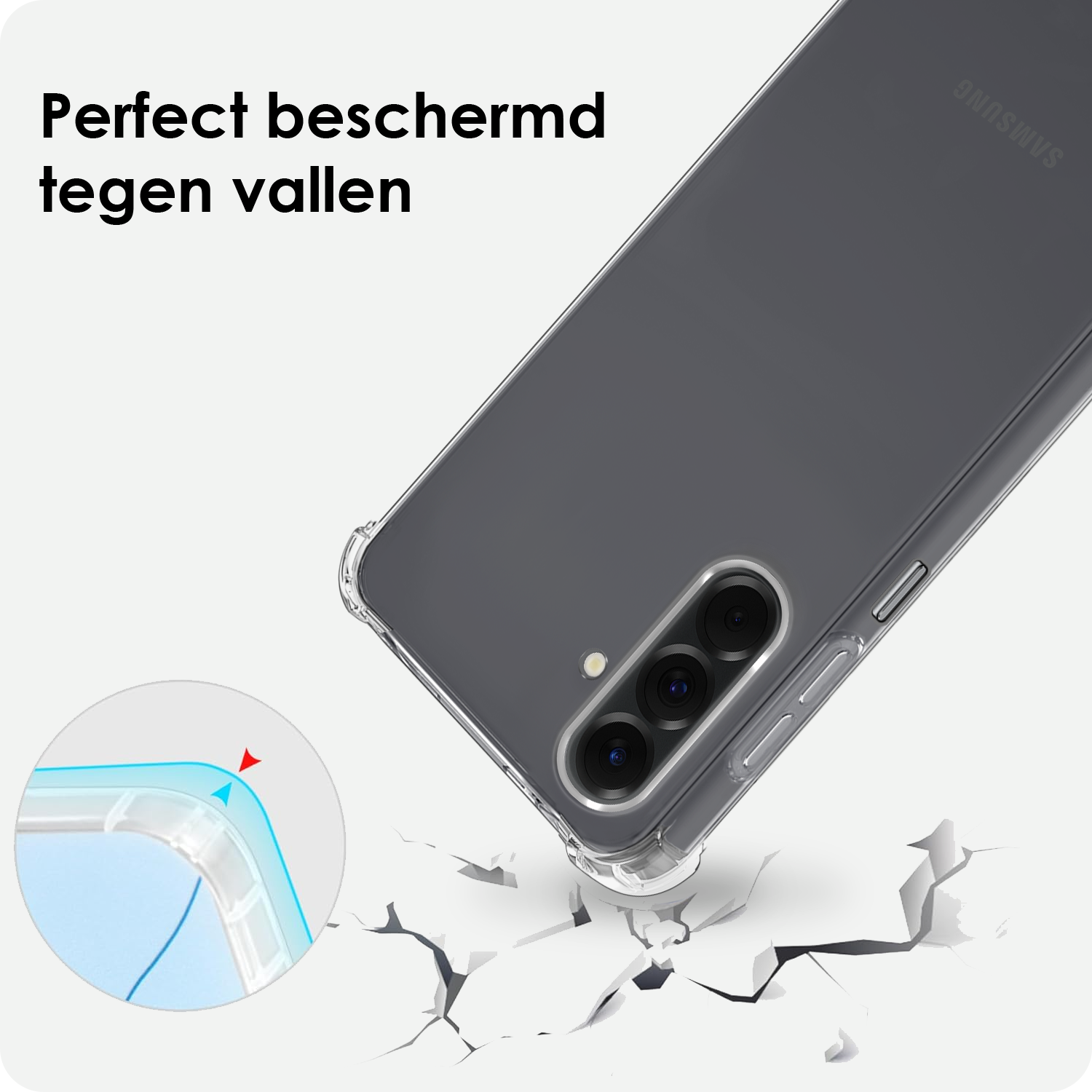 BASEY. BASEY. Samsung Galaxy A17 Hoesje Transparant Shockproof Met Zwart Koord