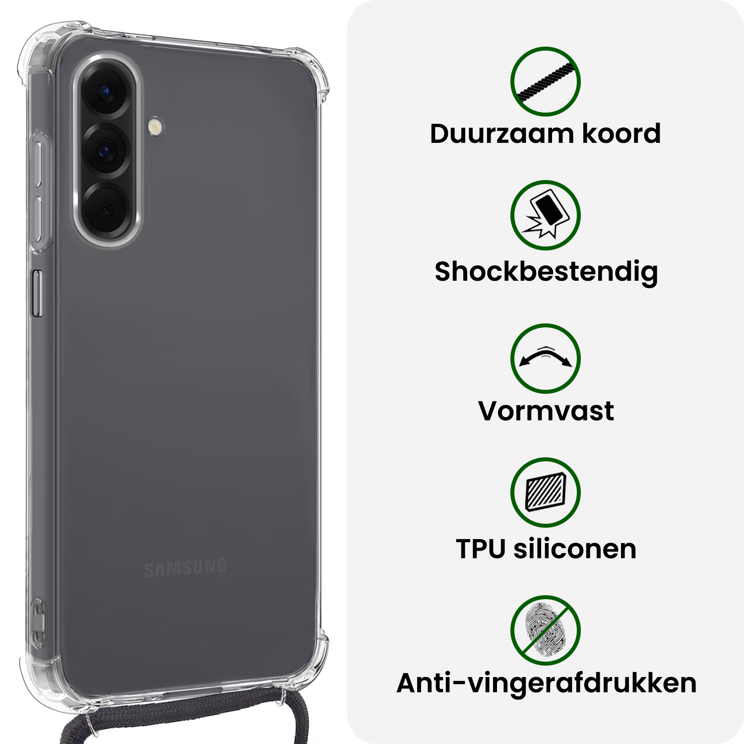 BASEY. BASEY. Samsung Galaxy A17 Hoesje Transparant Shockproof Met Zwart Koord