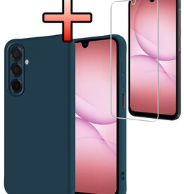 NoXx NoXx Samsung Galaxy A17 Hoesje Siliconen Met Screenprotector - Donkerblauw