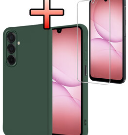 NoXx NoXx Samsung Galaxy A17 Hoesje Siliconen Met Screenprotector - Donkergroen