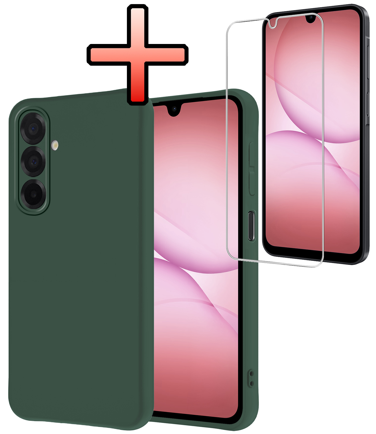 NoXx NoXx Samsung Galaxy A17 Hoesje Siliconen Met Screenprotector - Donkergroen