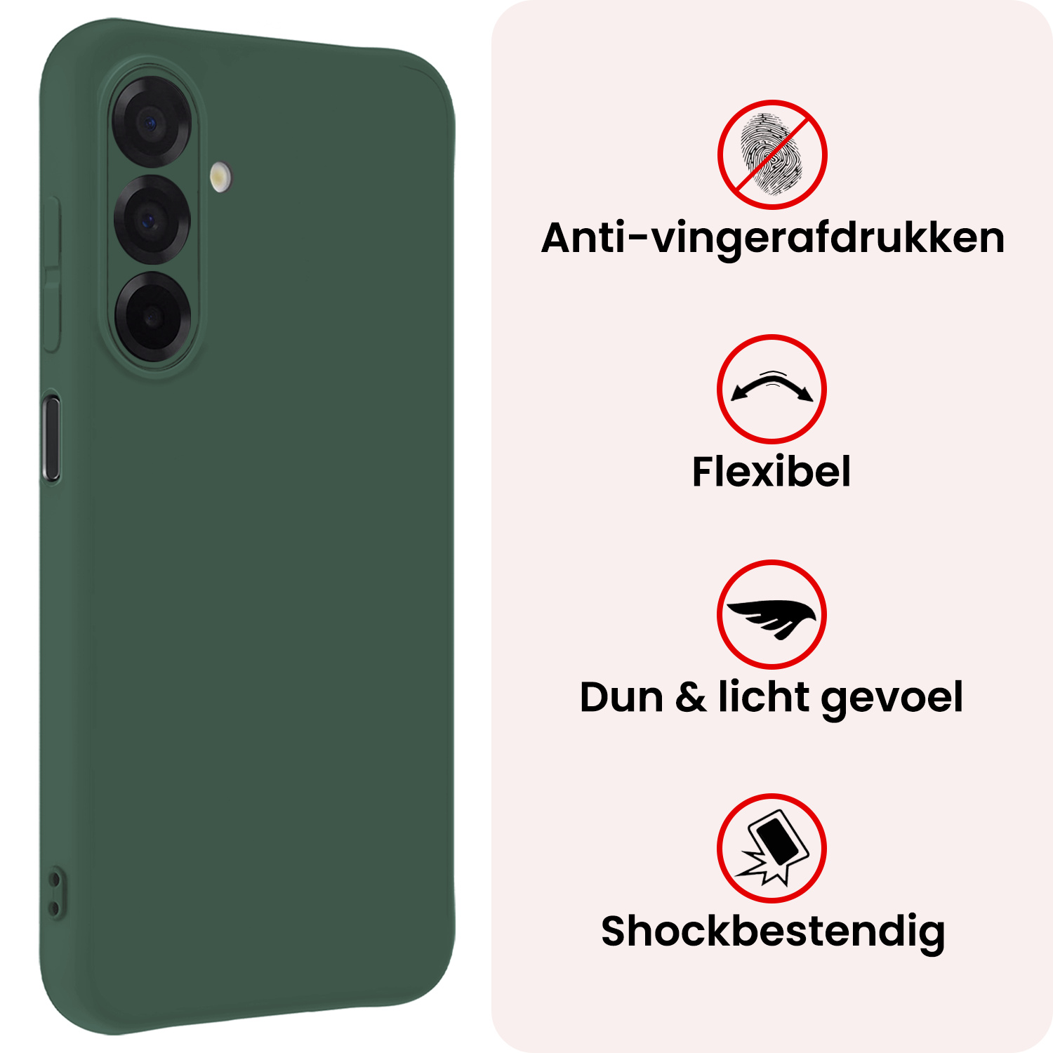 NoXx NoXx Samsung Galaxy A17 Hoesje Siliconen Met Screenprotector - Donkergroen
