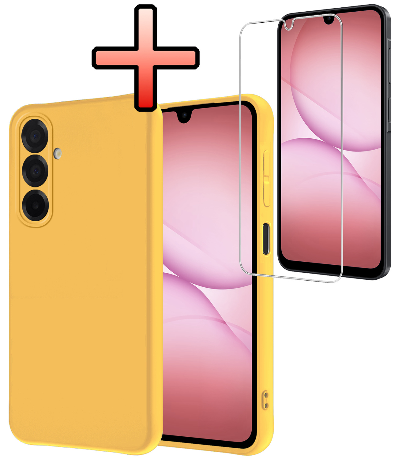 NoXx NoXx Samsung Galaxy A17 Hoesje Siliconen Met Screenprotector - Geel