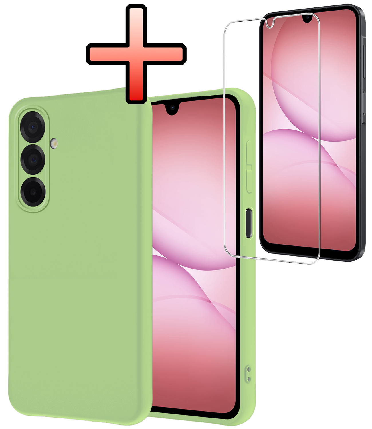 NoXx NoXx Samsung Galaxy A17 Hoesje Siliconen Met Screenprotector - Groen