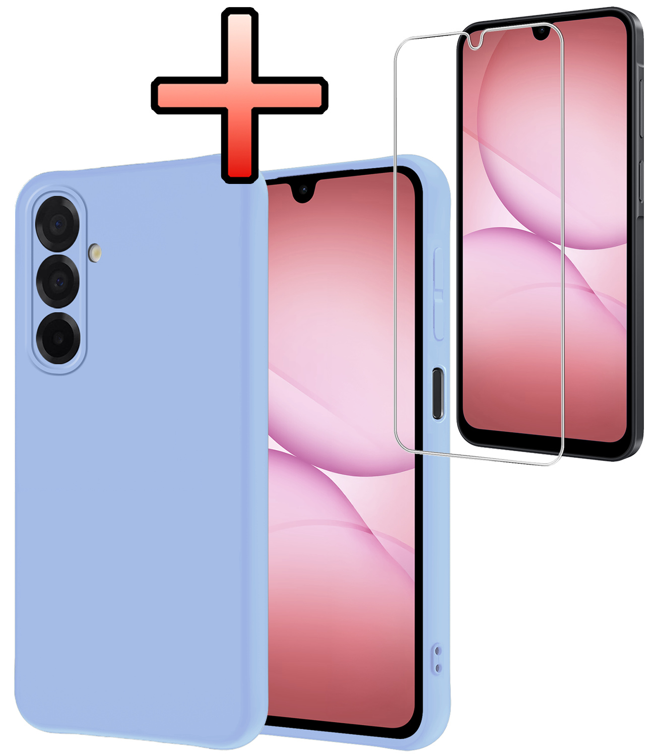 NoXx NoXx Samsung Galaxy A17 Hoesje Siliconen Met Screenprotector - Lichtblauw