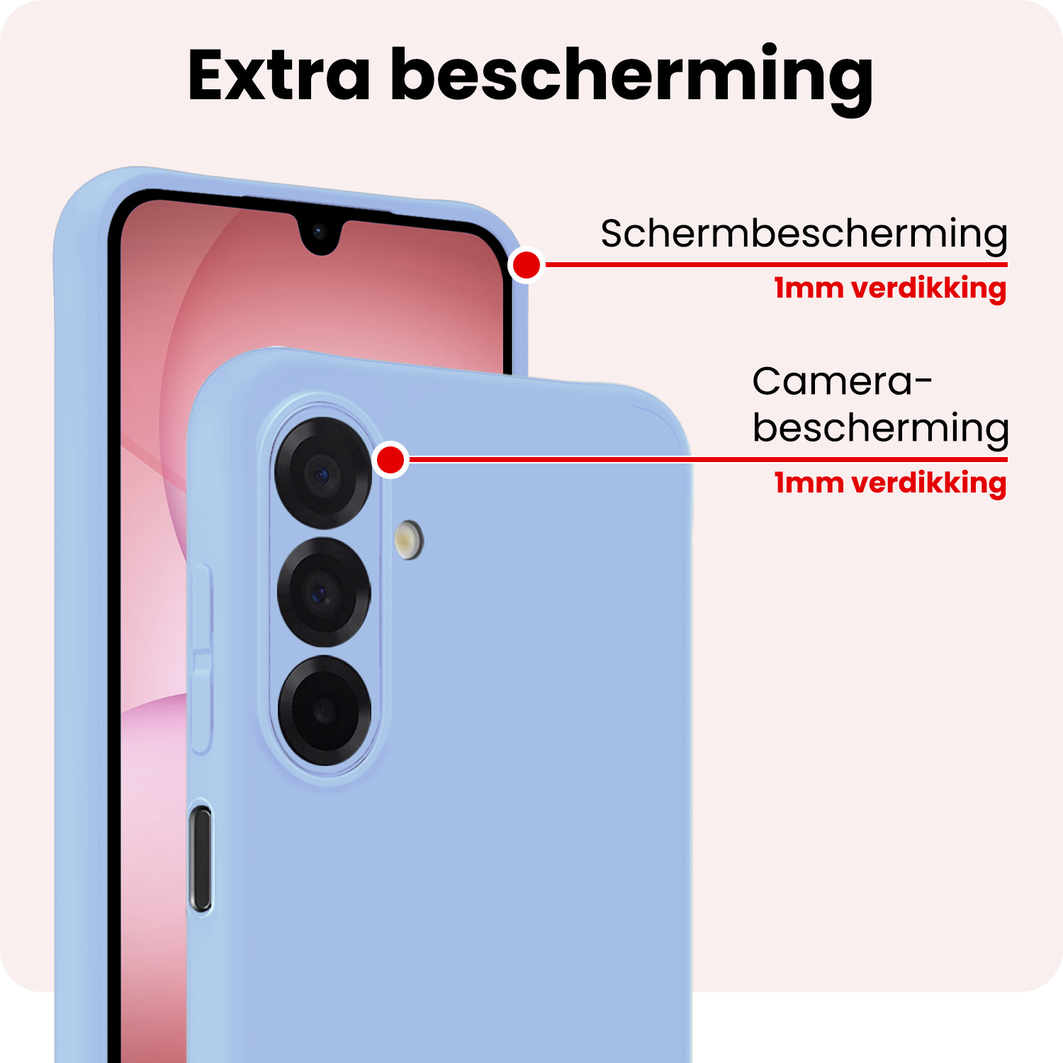 NoXx NoXx Samsung Galaxy A17 Hoesje Siliconen Met Screenprotector - Lichtblauw