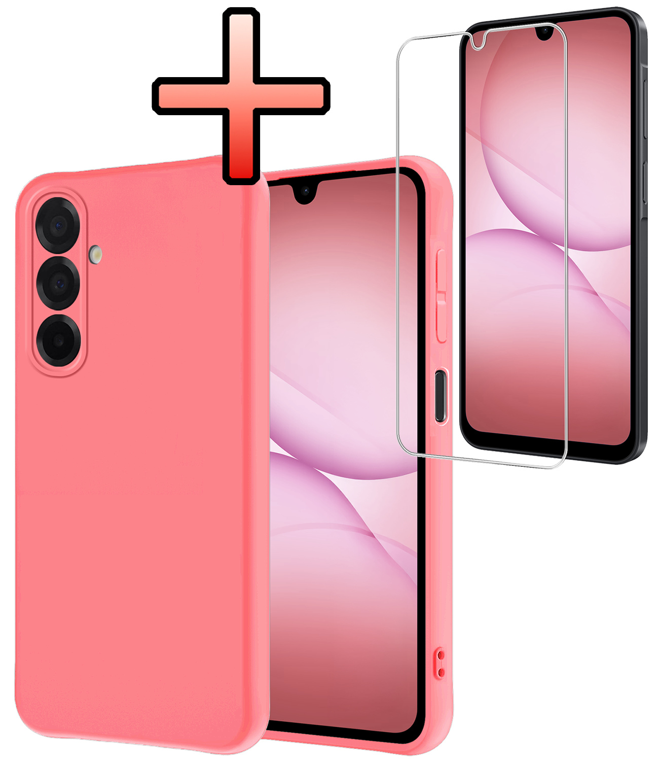 NoXx NoXx Samsung Galaxy A17 Hoesje Siliconen Met Screenprotector - Lichtroze