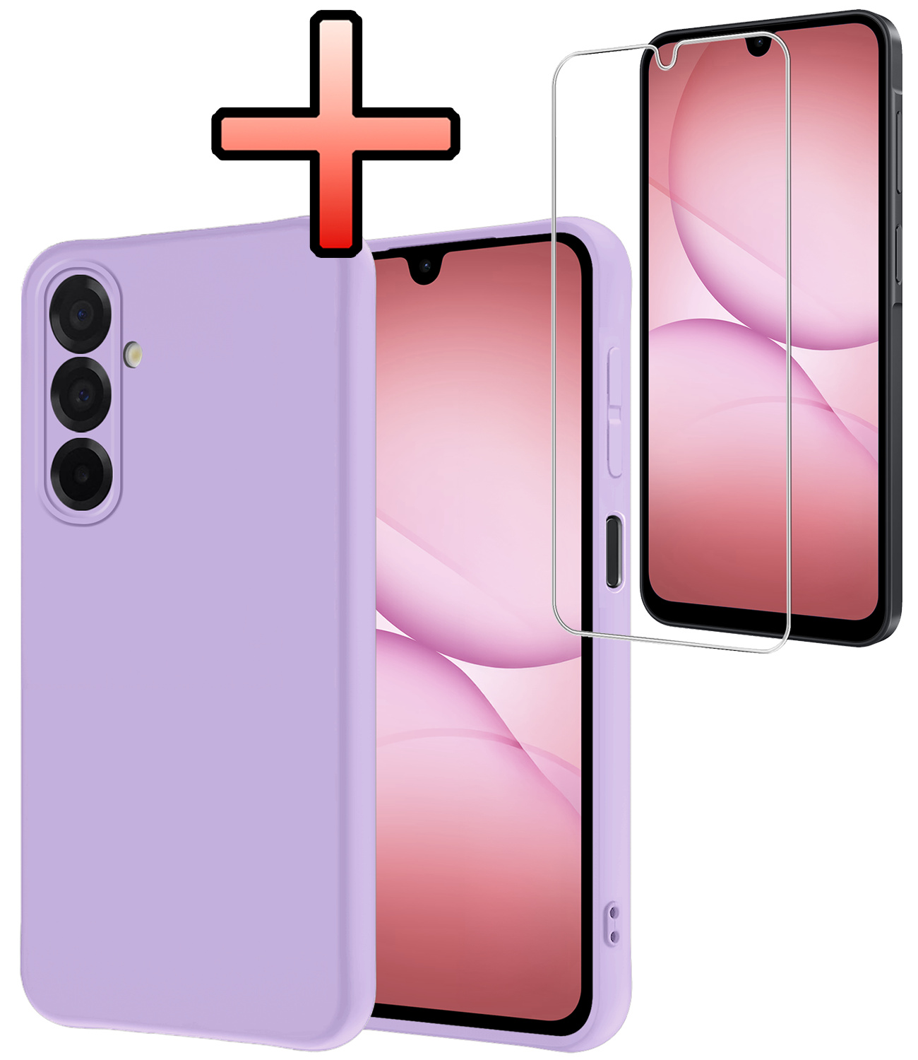 NoXx NoXx Samsung Galaxy A17 Hoesje Siliconen Met Screenprotector - Lila