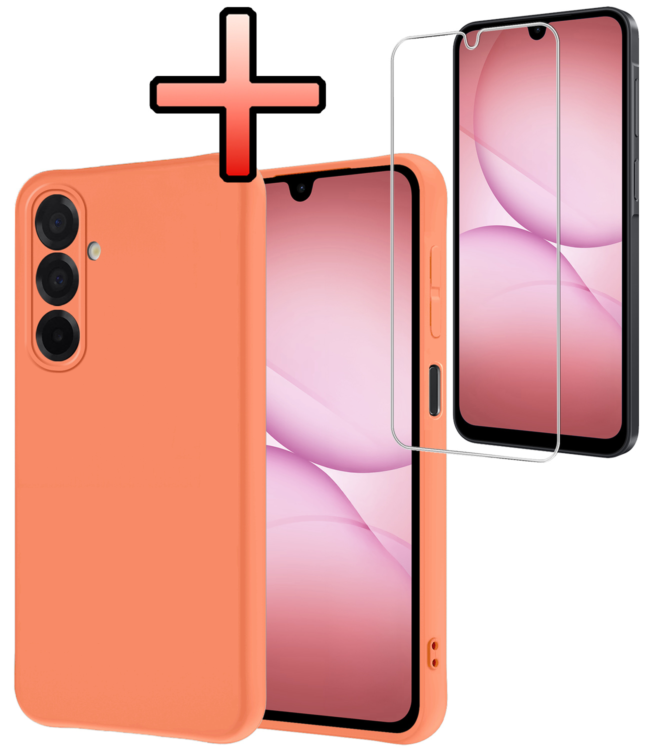 NoXx NoXx Samsung Galaxy A17 Hoesje Siliconen Met Screenprotector - Perzik