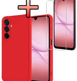 NoXx NoXx Samsung Galaxy A17 Hoesje Siliconen Met Screenprotector - Rood