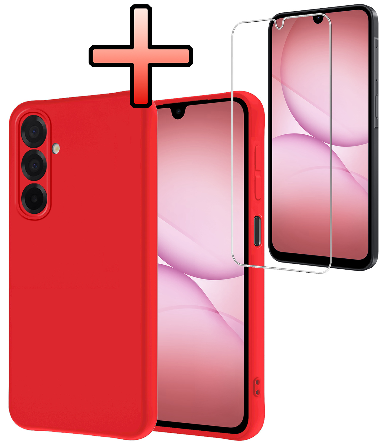 NoXx NoXx Samsung Galaxy A17 Hoesje Siliconen Met Screenprotector - Rood