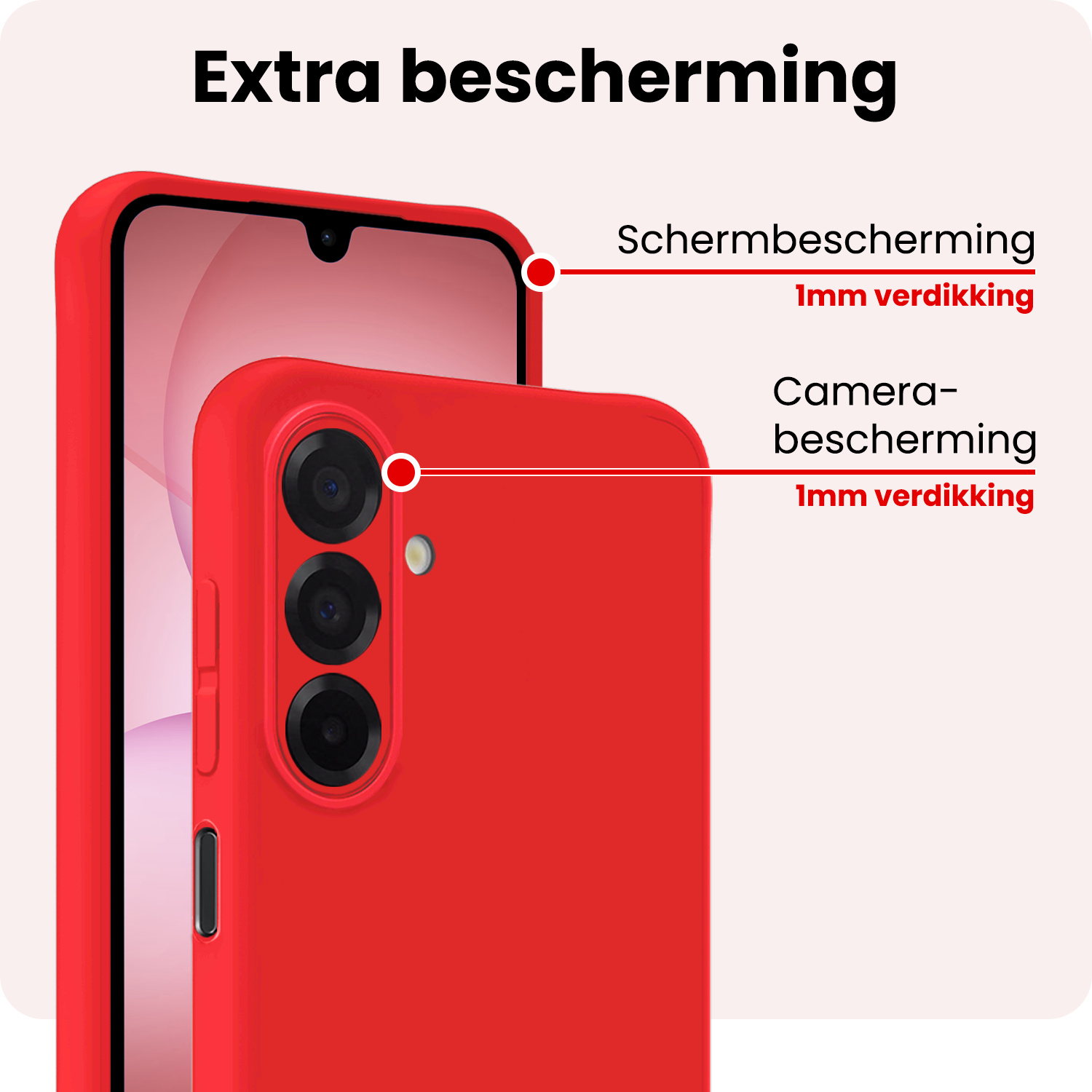 NoXx NoXx Samsung Galaxy A17 Hoesje Siliconen Met Screenprotector - Rood