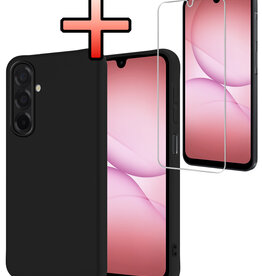 NoXx NoXx Samsung Galaxy A17 Hoesje Siliconen Met Screenprotector - Zwart