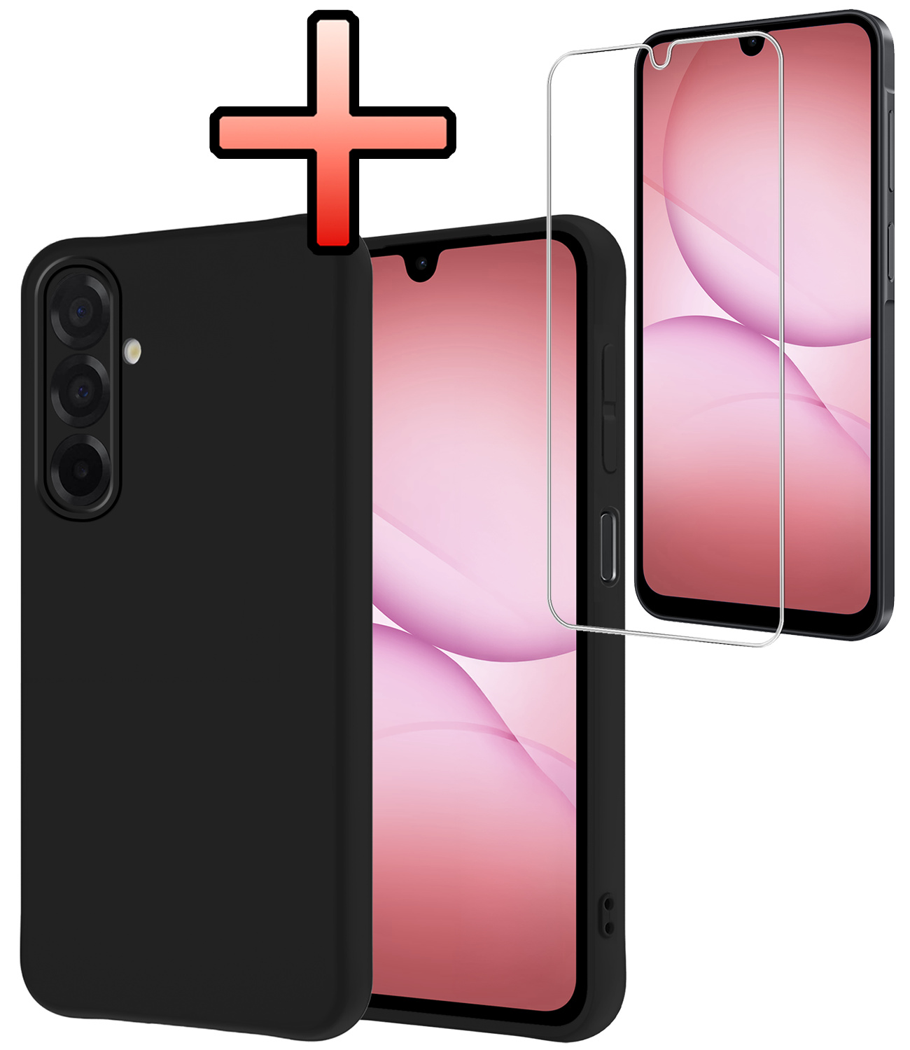 NoXx NoXx Samsung Galaxy A17 Hoesje Siliconen Met Screenprotector - Zwart