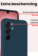 NoXx NoXx Samsung Galaxy A17 Hoesje Siliconen Met 2x Screenprotector - Donkerblauw