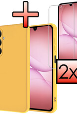 NoXx NoXx Samsung Galaxy A17 Hoesje Siliconen Met 2x Screenprotector - Geel