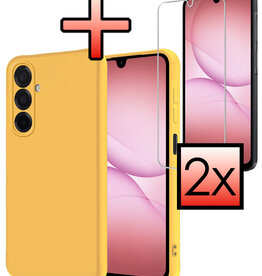 NoXx NoXx Samsung Galaxy A17 Hoesje Siliconen Met 2x Screenprotector - Geel