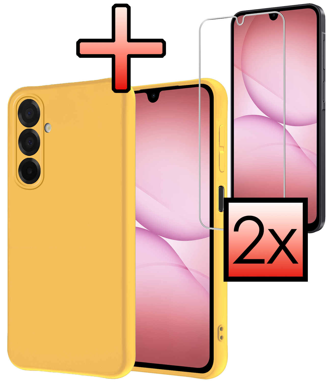 NoXx NoXx Samsung Galaxy A17 Hoesje Siliconen Met 2x Screenprotector - Geel