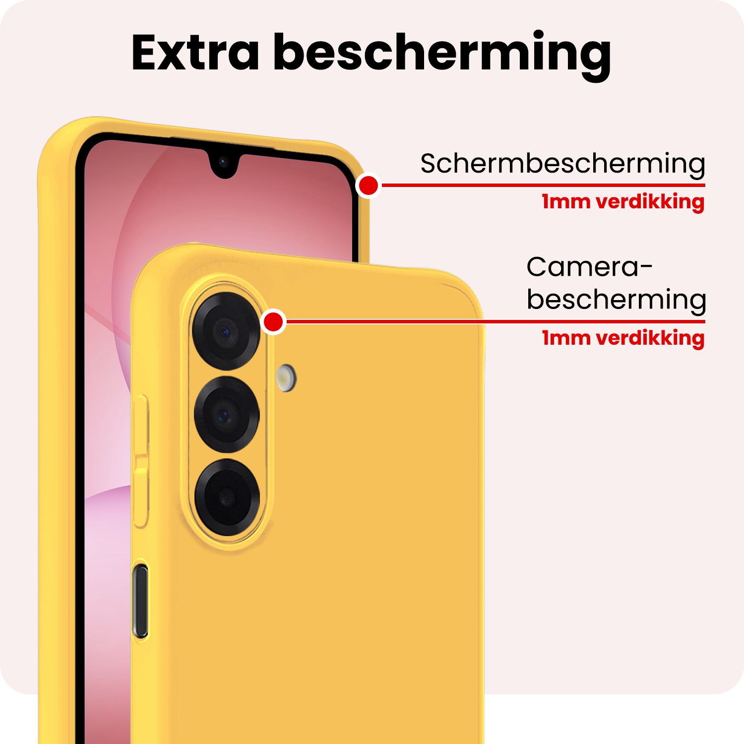 NoXx NoXx Samsung Galaxy A17 Hoesje Siliconen Met 2x Screenprotector - Geel