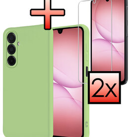 NoXx NoXx Samsung Galaxy A17 Hoesje Siliconen Met 2x Screenprotector - Groen