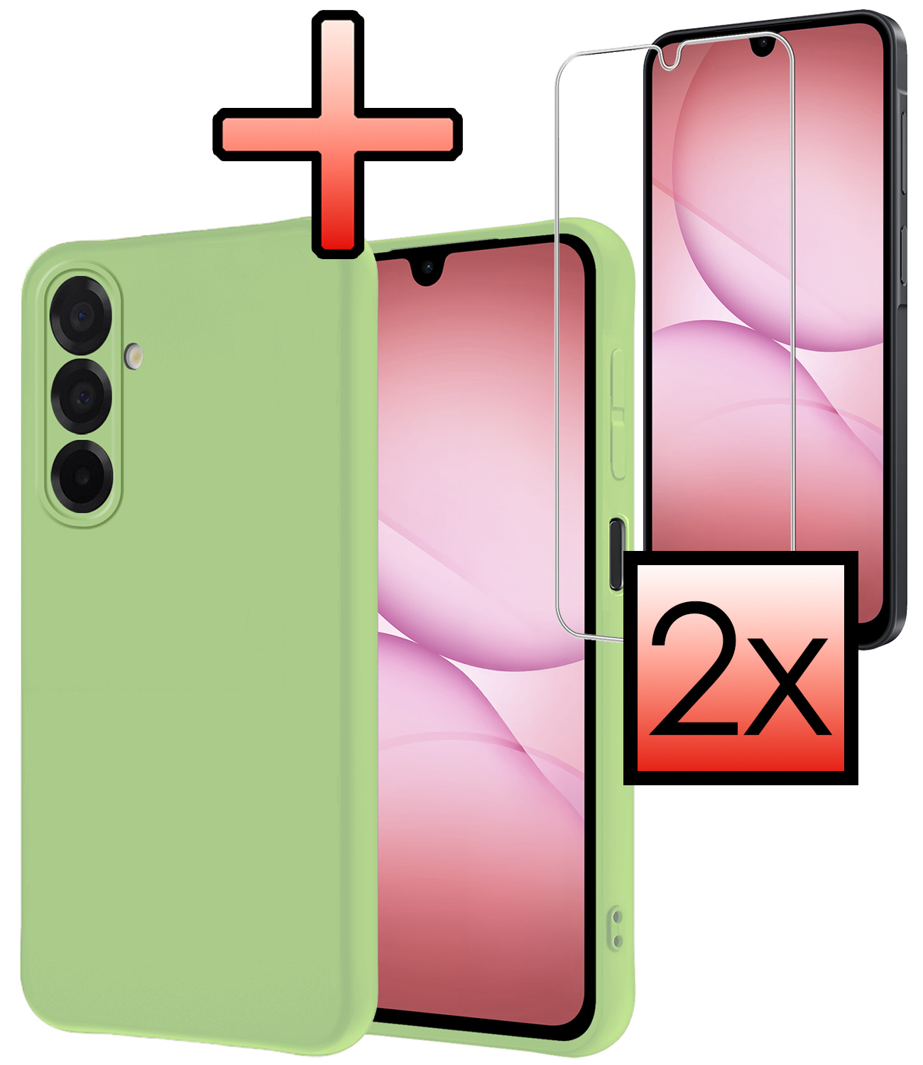 NoXx NoXx Samsung Galaxy A17 Hoesje Siliconen Met 2x Screenprotector - Groen