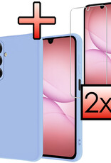 NoXx NoXx Samsung Galaxy A17 Hoesje Siliconen Met 2x Screenprotector - Lichtblauw