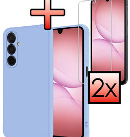 NoXx NoXx Samsung Galaxy A17 Hoesje Siliconen Met 2x Screenprotector - Lichtblauw