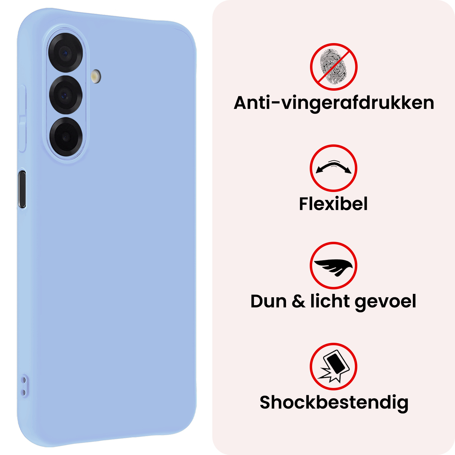 NoXx NoXx Samsung Galaxy A17 Hoesje Siliconen Met 2x Screenprotector - Lichtblauw