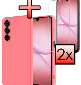 NoXx NoXx Samsung Galaxy A17 Hoesje Siliconen Met 2x Screenprotector - Lichtroze