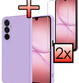 NoXx NoXx Samsung Galaxy A17 Hoesje Siliconen Met 2x Screenprotector - Lila