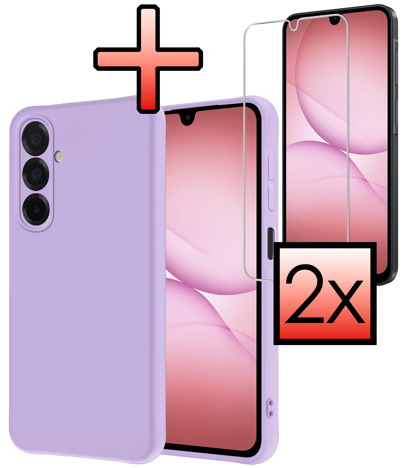 NoXx NoXx Samsung Galaxy A17 Hoesje Siliconen Met 2x Screenprotector - Lila