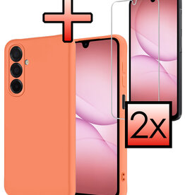 NoXx NoXx Samsung Galaxy A17 Hoesje Siliconen Met 2x Screenprotector - Perzik