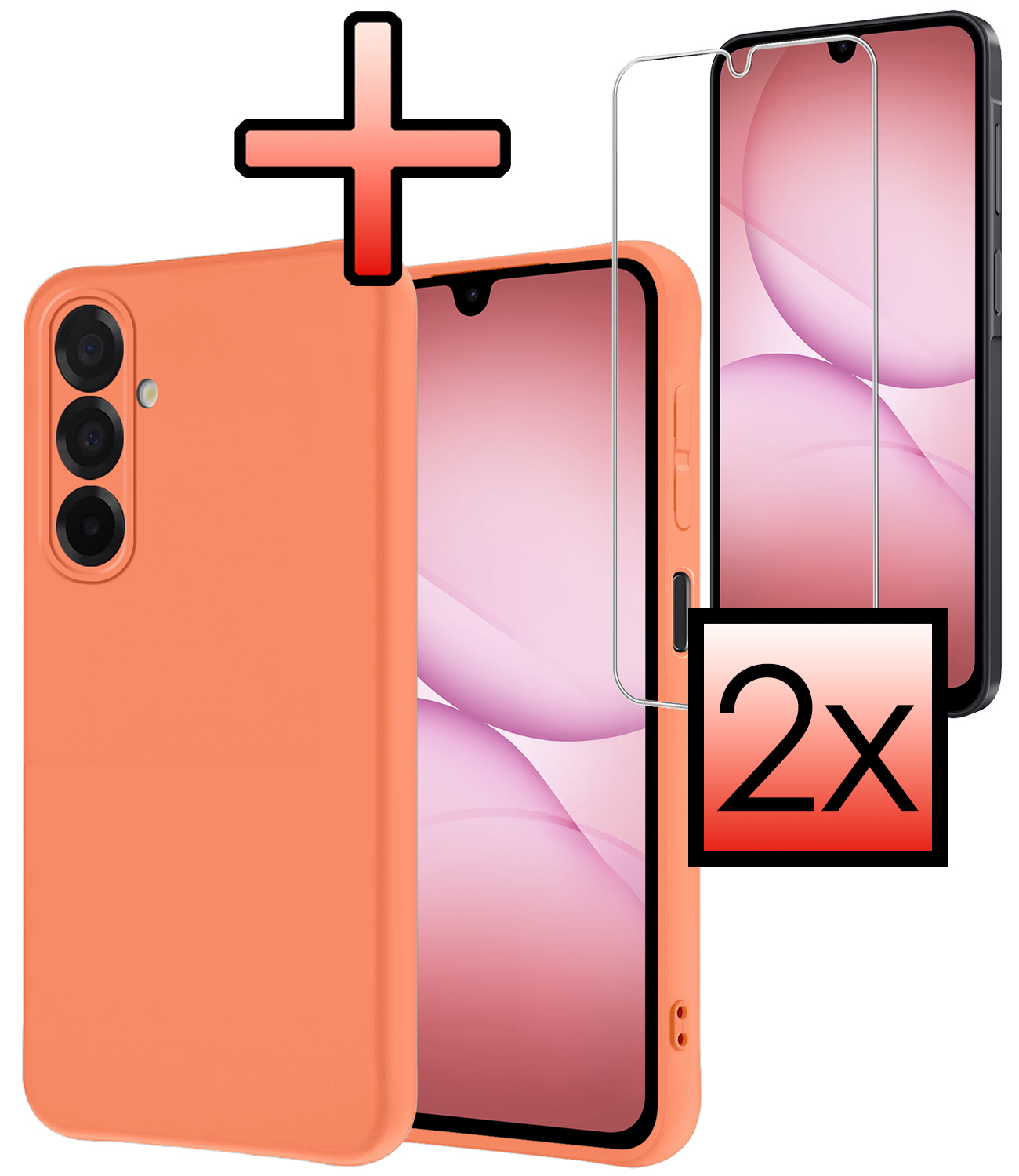 NoXx NoXx Samsung Galaxy A17 Hoesje Siliconen Met 2x Screenprotector - Perzik