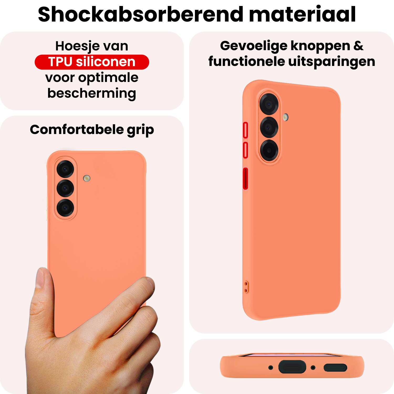 NoXx NoXx Samsung Galaxy A17 Hoesje Siliconen Met 2x Screenprotector - Perzik