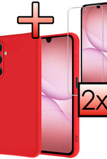 NoXx NoXx Samsung Galaxy A17 Hoesje Siliconen Met 2x Screenprotector - Rood