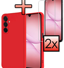NoXx NoXx Samsung Galaxy A17 Hoesje Siliconen Met 2x Screenprotector - Rood