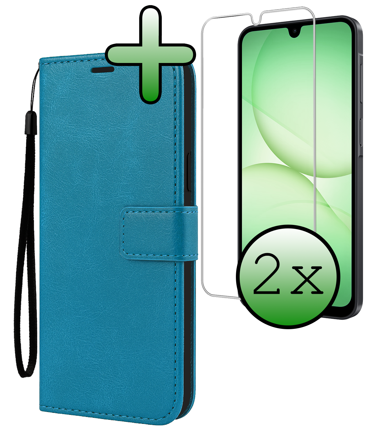 BASEY. BASEY. Samsung Galaxy A17 Hoesje Bookcase Met 2x Screenprotector - Turquoise