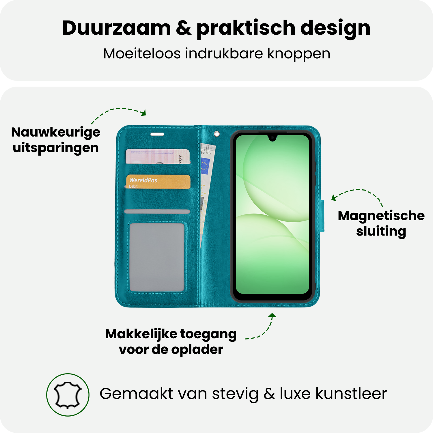 BASEY. BASEY. Samsung Galaxy A17 Hoesje Bookcase Met 2x Screenprotector - Turquoise