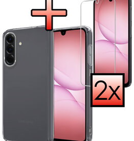 NoXx NoXx Samsung Galaxy A17 Hoesje Siliconen Met 2x Screenprotector - Transparant