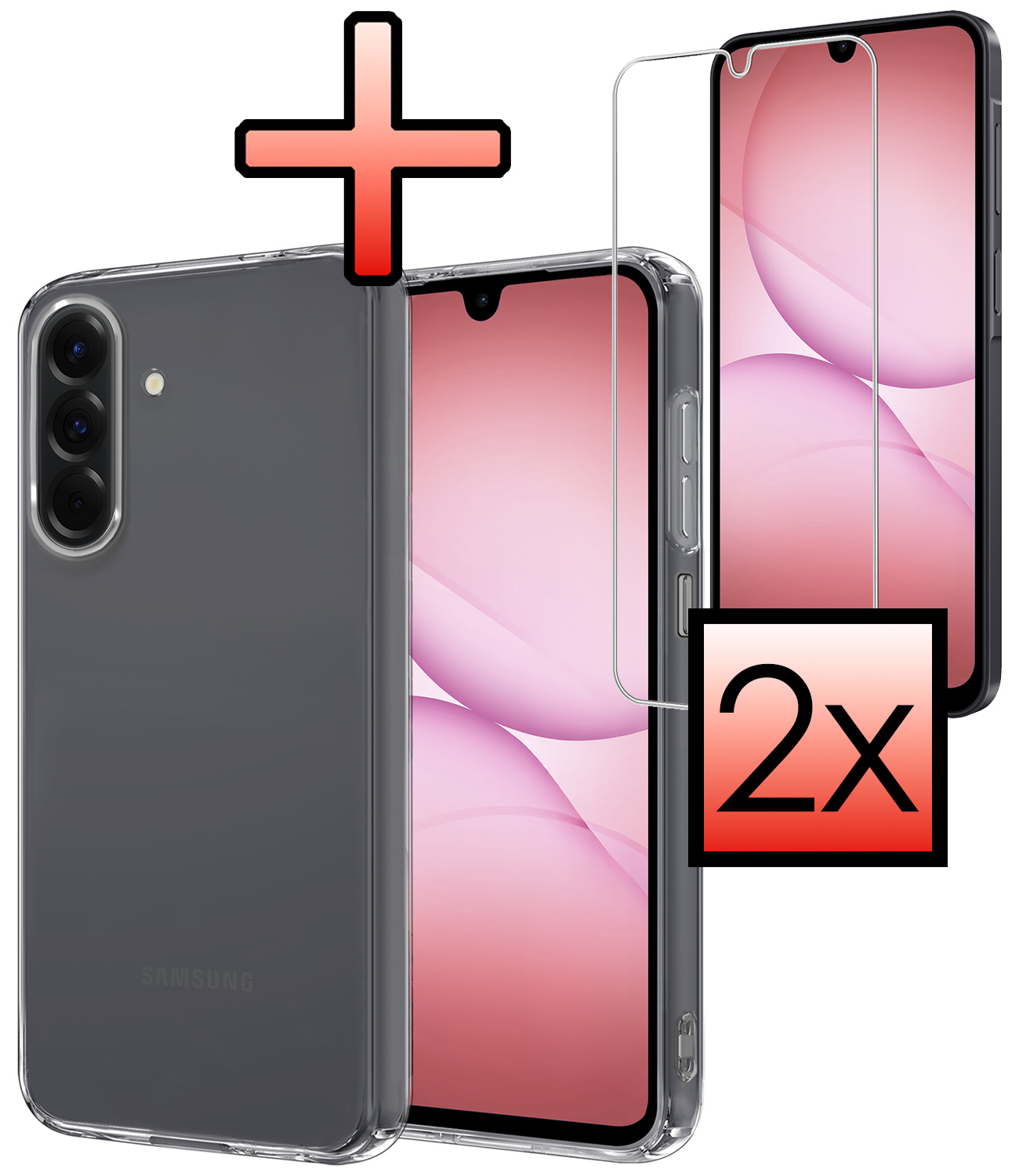 NoXx NoXx Samsung Galaxy A17 Hoesje Siliconen Met 2x Screenprotector - Transparant